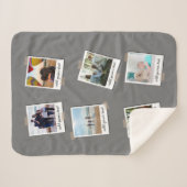 家族パーソナライズされた6フォトカスタムコラージュ シェルパブランケット (正面(横))