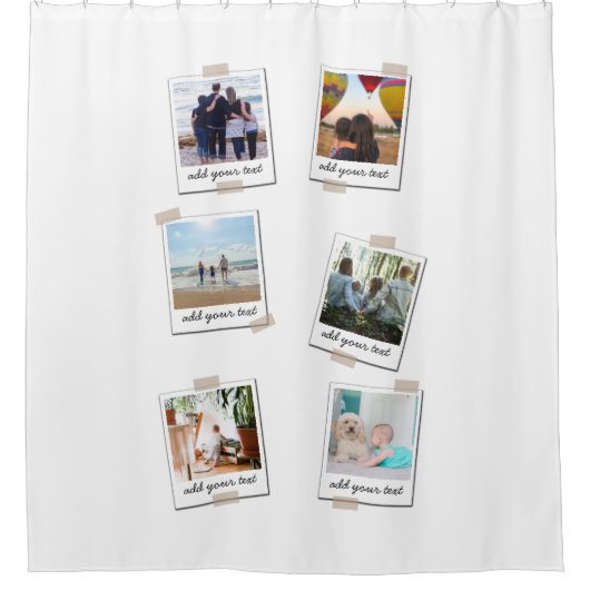 家族パーソナライズされた6フォトカスタムコラージュ シャワーカーテン (正面)