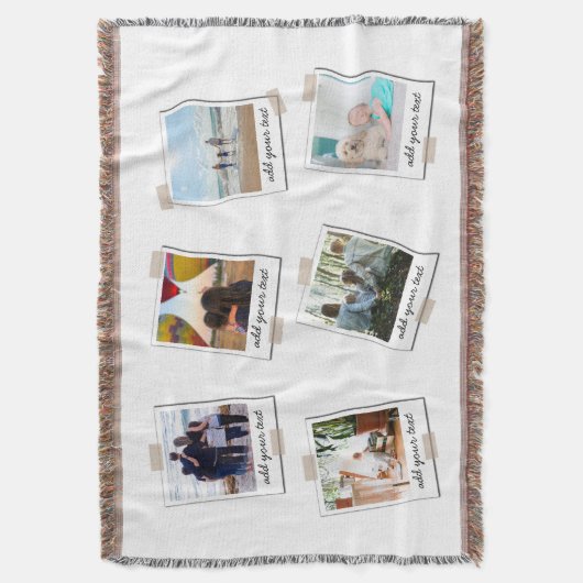 家族パーソナライズされた6フォトカスタムコラージュ スローブランケット (正面縦)