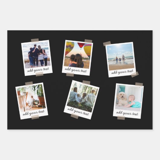 家族パーソナライズされた6フォトカスタムコラージュ ラッピングペーパーシート (正面2)