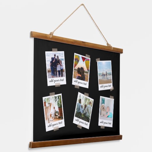 家族パーソナライズされた6フォトカスタムコラージュ 吊り下げ型タペストリー (傾斜あり)