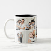家族パーソナライズされた7写真コラージュ ツートーンマグカップ (左)