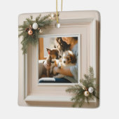 家族パーソナライズされた&ペットのクリスマスフォトオーナメント セラミックオーナメント (左)