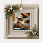 家族パーソナライズされた&ペットのクリスマスフォトオーナメント セラミックオーナメント (裏面)