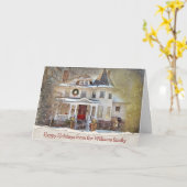 家族ビクトリアン名付きクリスマスハウス カード (黄色い花)