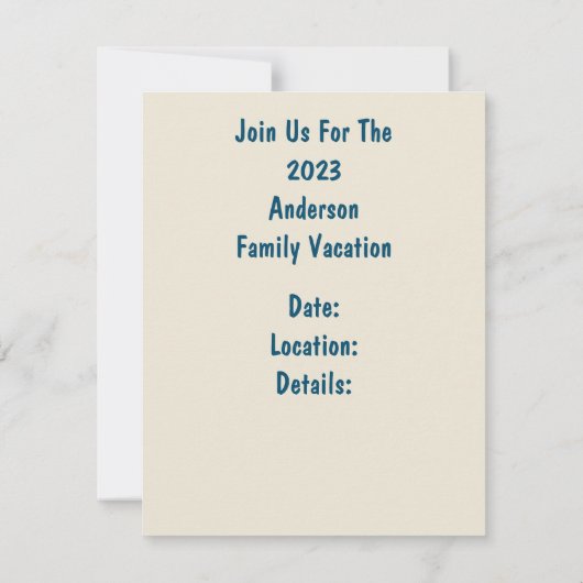 家族ビーチ救休行日年間夏季旅行 招待状 (裏面)