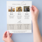 家族フォトグラファー フォト撮影セッション料金一覧 チラシ (手)