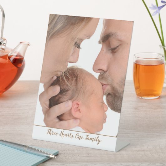 家族ベビー写真3ハートワンファミリー引用文 台座サイン (インサイチュ)