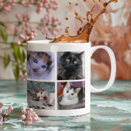 家族ペットの写真コラージュ ジャンボコーヒーマグカップ