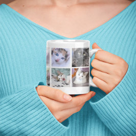 家族ペットの写真コラージュ ジャンボコーヒーマグカップ
