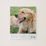 家族ペット写真最高のパーソナライズされた犬のジグソー ジグソーパズル<br><div class="desc">あなたの犬の写真と犬の名前を使った最高の「犬の前に」の引用文をスクリプトのフォントに入れて写真を作エレガント成する。</div>