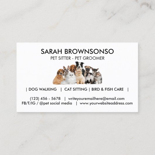 家族ペット6匹の犬5匹の猫 名刺 (裏面)