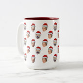 家族マグカップ、サンタハット顔3写真クリスマスプレゼント ツートーンマグカップ (正面左)