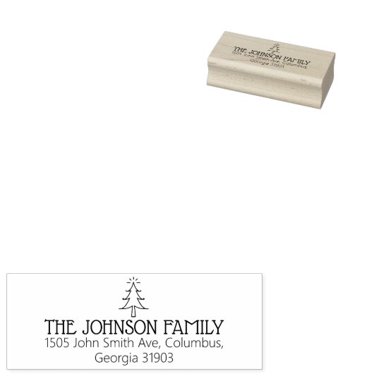 家族ミニマルエレガントクリスマス差出人住所 ラバースタンプ (押印)