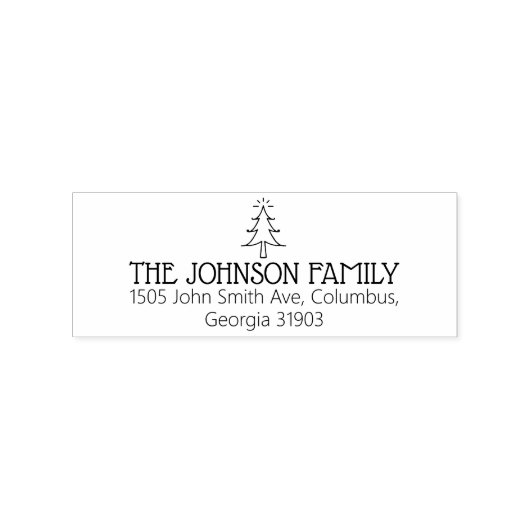 家族ミニマルエレガントクリスマス差出人住所 ラバースタンプ (インプリント)