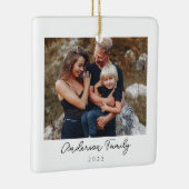 家族ミニマルエレガント写真クリスマス セラミックオーナメント (右)