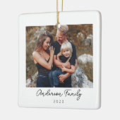 家族ミニマルエレガント写真クリスマス セラミックオーナメント (左)