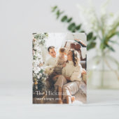 家族ミニマルカスタム写真のクリスマス シーズンポストカード (スタンド正面)