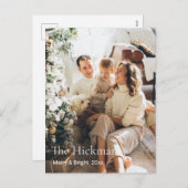 家族ミニマルカスタム写真のクリスマス シーズンポストカード (正面/裏面)