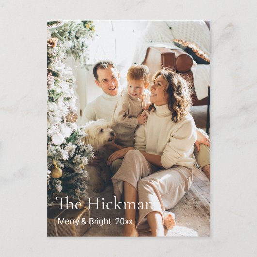 家族ミニマルカスタム写真のクリスマス シーズンポストカード (正面)