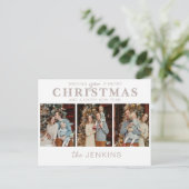 家族ミニマル写真クリスマスカード – シンプル ポストカード (スタンド正面)