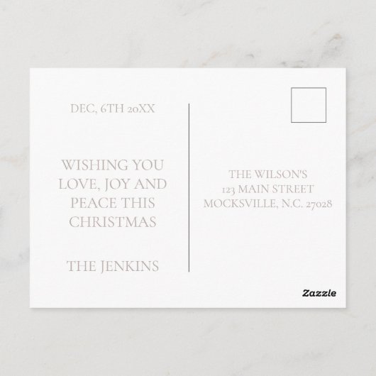 家族ミニマル写真クリスマスカード – シンプル ポストカード (裏面)