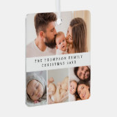 家族ミニマル写真コラージュのクリスマスカスタム メタルオーナメント (正面右)