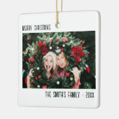 家族ミニマル写真ポートレートクリスマス セラミックオーナメント (左)
