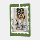 家族ミニマル写真切手， パーソナライズされた メタルオーナメント (正面左)