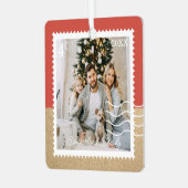 家族ミニマル写真切手, パーソナライズされた メタルオーナメント (正面左)
