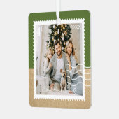 家族ミニマル写真切手， パーソナライズされた メタルオーナメント (正面左)