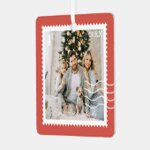 家族ミニマル写真切手， パーソナライズされた メタルオーナメント (正面左)