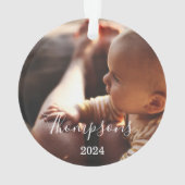 家族ミニマル写真名前をカスタムするのスクリプトと年 オーナメント (裏面)