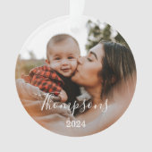 家族ミニマル写真名前をカスタムするのスクリプトと年 オーナメント (正面)