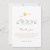 家族ミニマル羊のフローラガーデンベイビーシャワー サンキューカード (正面)