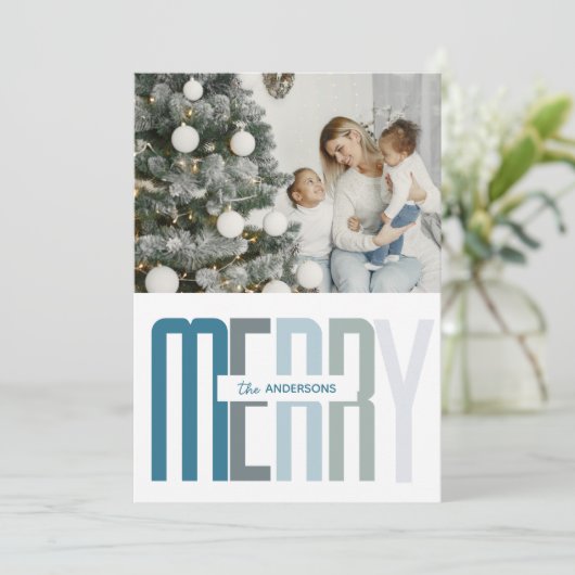 家族メリーエレガント写真クリスマスホリデーカード シーズンカード (スタンド正面)