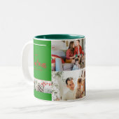 家族メリークリスマスと新年おめでとう ツートーンマグカップ (正面左)