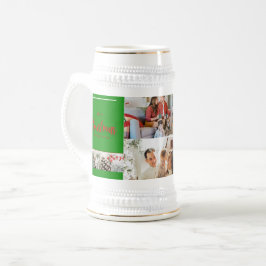 家族メリークリスマスと新年おめでとう ビールジョッキ