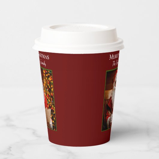 家族メリークリスマスサンタクロースがパーソナライズ 紙コップ (左)