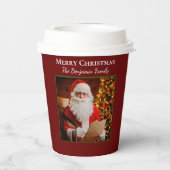 家族メリークリスマスサンタクロースがパーソナライズ 紙コップ (裏面)