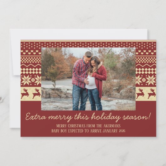 家族メリークリスマスホリデー妊娠フォトカード シーズンカード (正面)