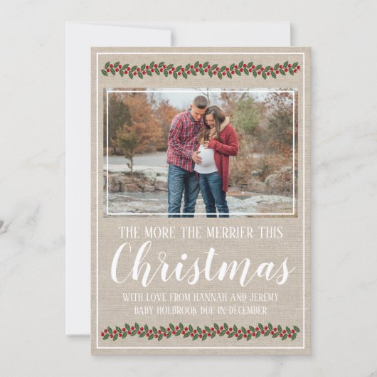 家族メリークリスマスホリデー妊娠フォトカード シーズンカード (正面)