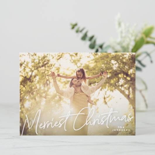 家族メリークリスマス写真ホリデーカード シーズンカード (スタンド正面)