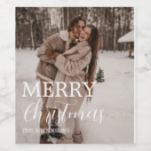 家族メリークリスマス、カスタム写真ワインラベル ワインラベル (シングルラベル)