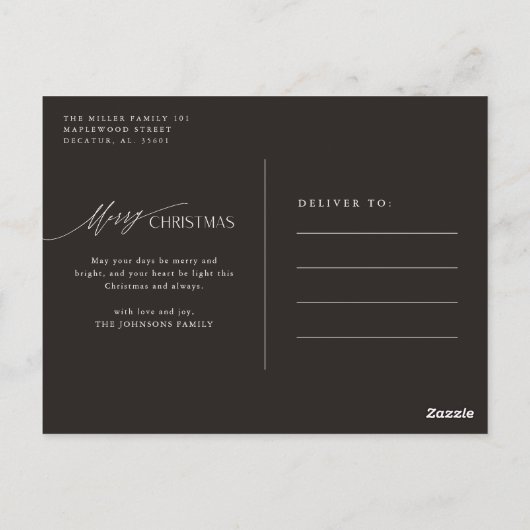 家族モダンのクリスマスの休日の写真 ポストカード (裏面)