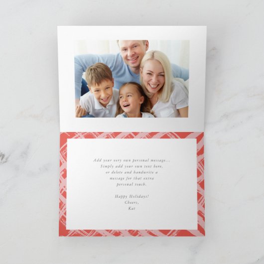 家族モダンのクリスマス写真おもしろい シーズンカード (内部)
