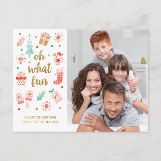 家族モダンのクリスマス写真 ポストカード (正面)