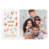 家族モダンのクリスマス写真 マグネット (横)