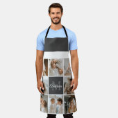 家族モダンのコラージュ写真とギフトパーソナライズされた エプロン (着用した状態)