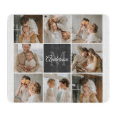 家族モダンのコラージュ写真とギフトパーソナライズされた カッティングボード (正面)